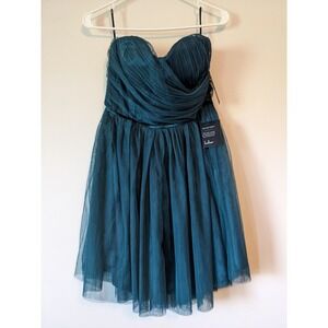 Lulu's Emerald Green Tulle Strapless Formal Skater Dress Size Medium NWT Fairy